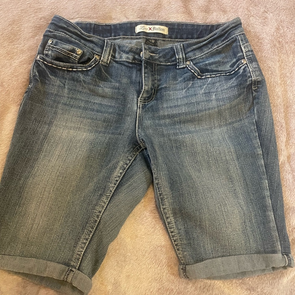 Bermuda Jean Shorts Rhinestone 16W Plus